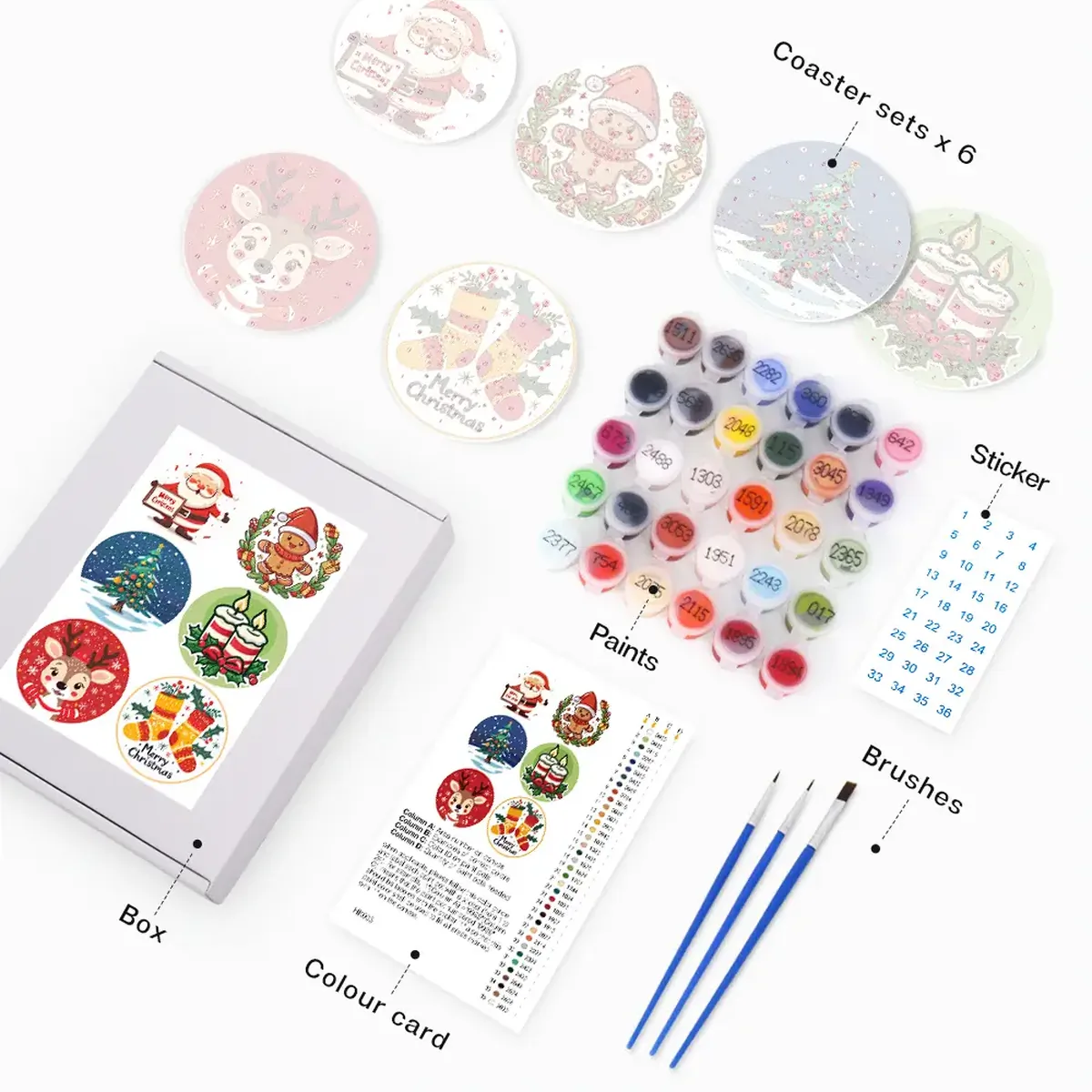 Weihnachtsuntersetzer 1 - Paint by Numbers 16 1 1 - Paint by Numbers