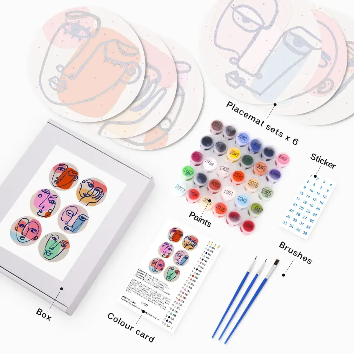 Minimalist Art Placemats (6 Pieces) - Paint by Numbers