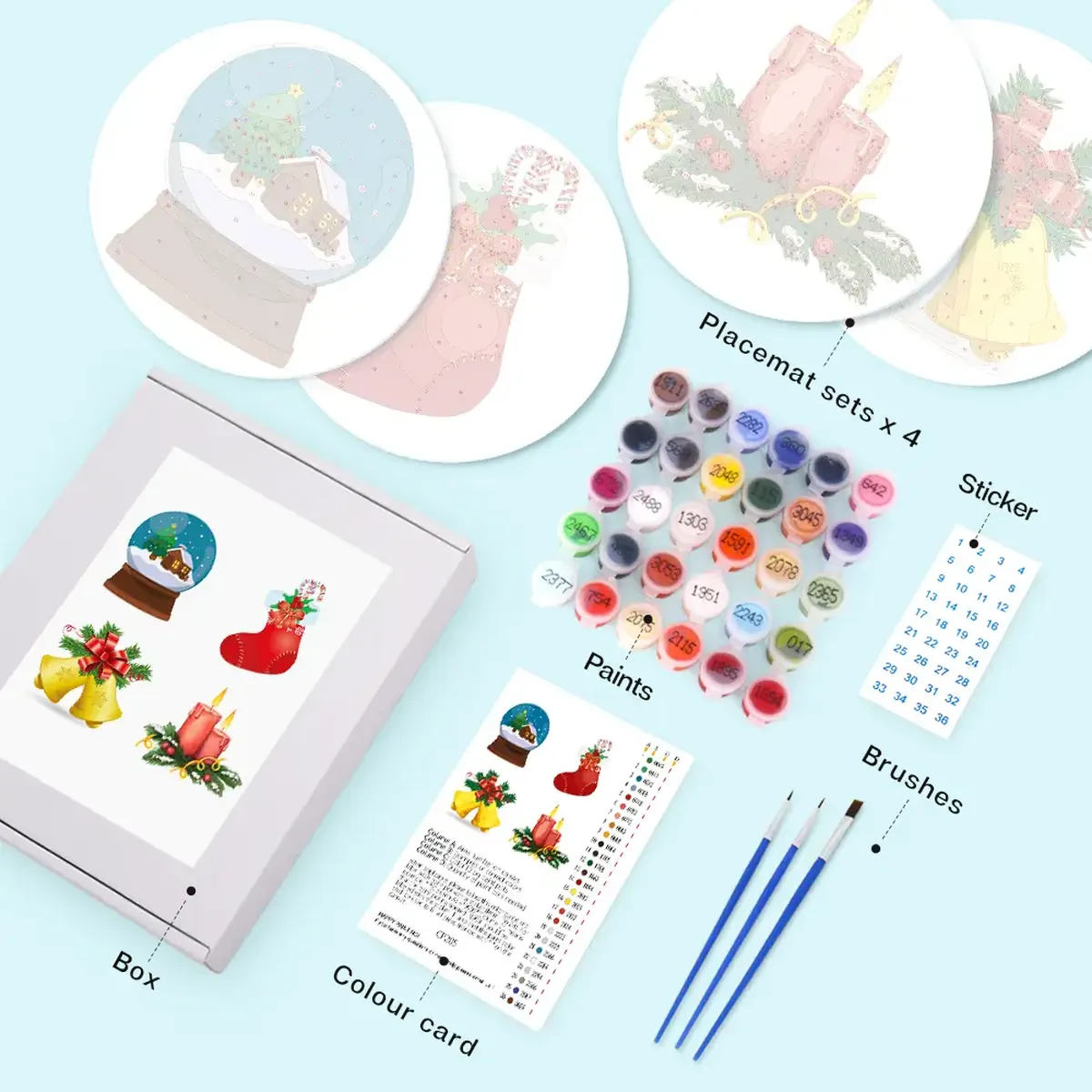 Die Weihnachtstischsets - Malen nach Zahlen 1 - Paint by Numbers The Christmas Placemats - Paint by Numbers