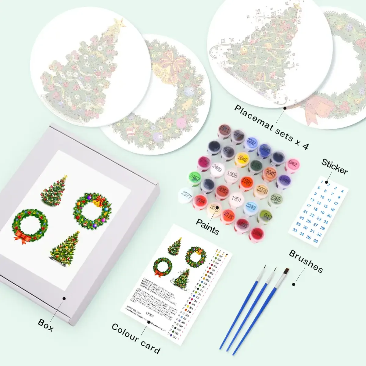 Christmas Tree Placemats - Paint by numbers