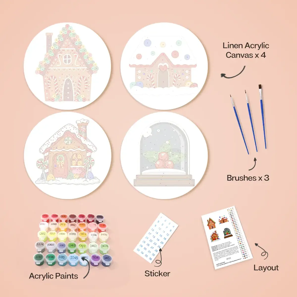 Christmas House Placemats - Paint by Numbers