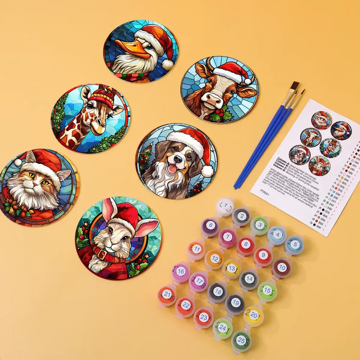 Niedlicher Weihnachtsuntersetzer – Malen nach Zahlen DIY 1 - Paint by Numbers Cute Christmas Coaster - DIY Paint by Numbers