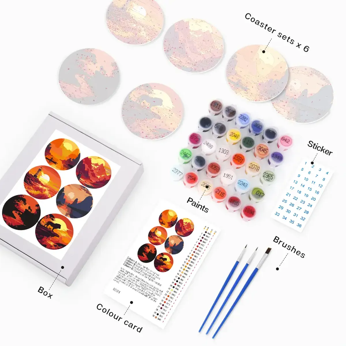 Die Berg-Untersetzer – Malen nach Zahlen (DIY) 1 - Paint by Numbers Mountain Coasters 20 1 - Paint by Numbers