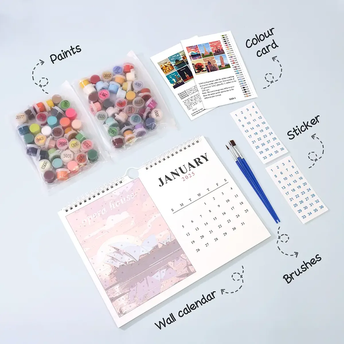 Kalender 2025 mit Stadtansichten 1 - Paint by Numbers Calendar 2025 with City Views - Paint by Numbers