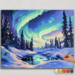 874613 Beautiful Aurora and Trees