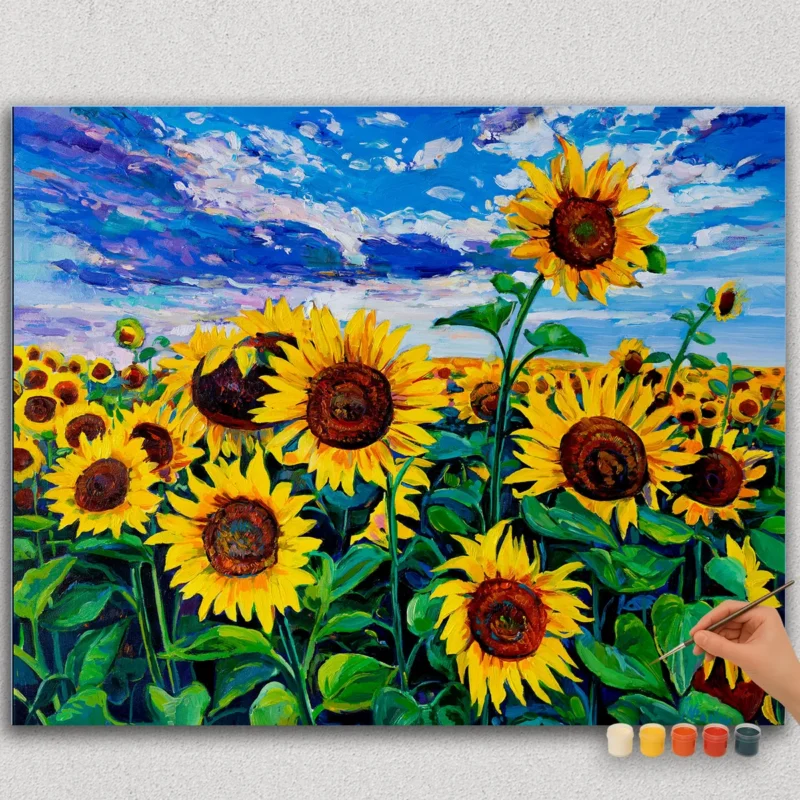 Paint By Numbers - DIamond Painting HORJPG (74) Sunflowers and Cloudy Weather