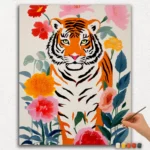Tiger in Flower Garden - Paint by Numbers