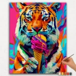 Paint By Numbers - DIamond Painting Ver JPE (20) Tiger and Ice-Cream - Paint by Numbers