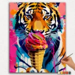 Paint By Numbers - DIamond Painting Ver JPE (21) The Tiger and Ice-Cream Pop Art Paint By Numbers