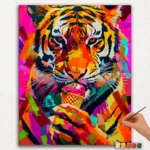 Tiger enjoying Ice-cream Paint by Numbers