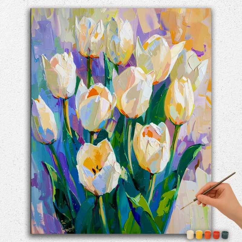 White Tulips - Paint by Numbers