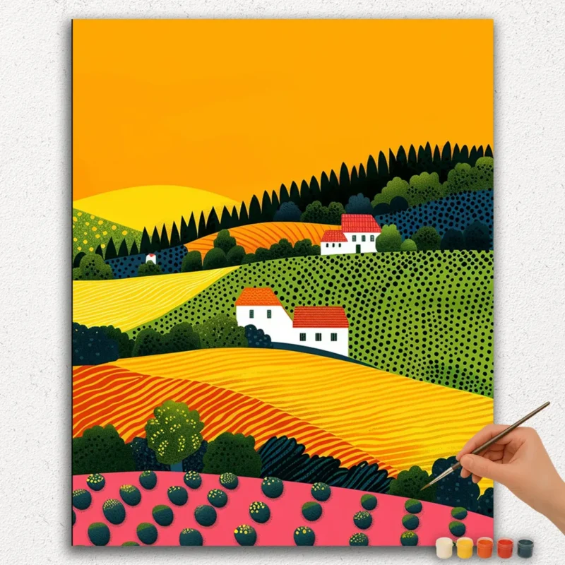 Fields and Houses - Paint by Numbers