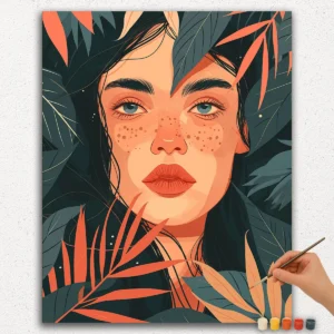 Woman and Leaves - Paint by Numbers