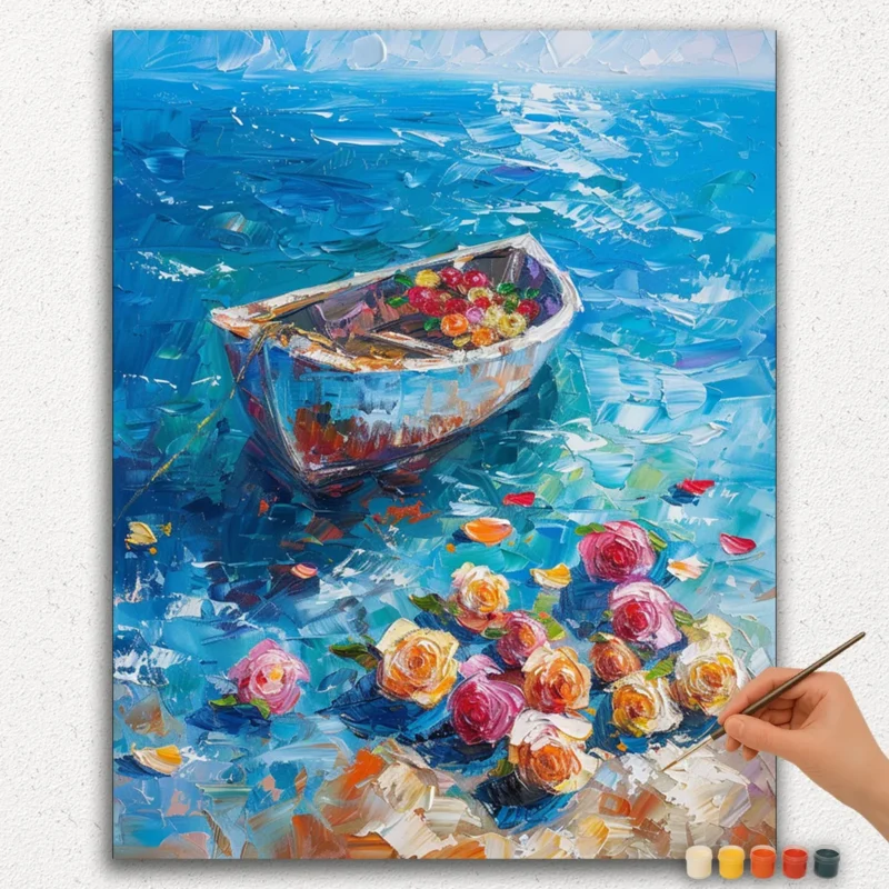 Paint By Numbers - DIamond Painting Ver PNV (111) Roses near the Boat