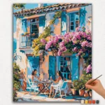 Paint By Numbers - DIamond Painting Ver PNV (141) Pink Flowers and House