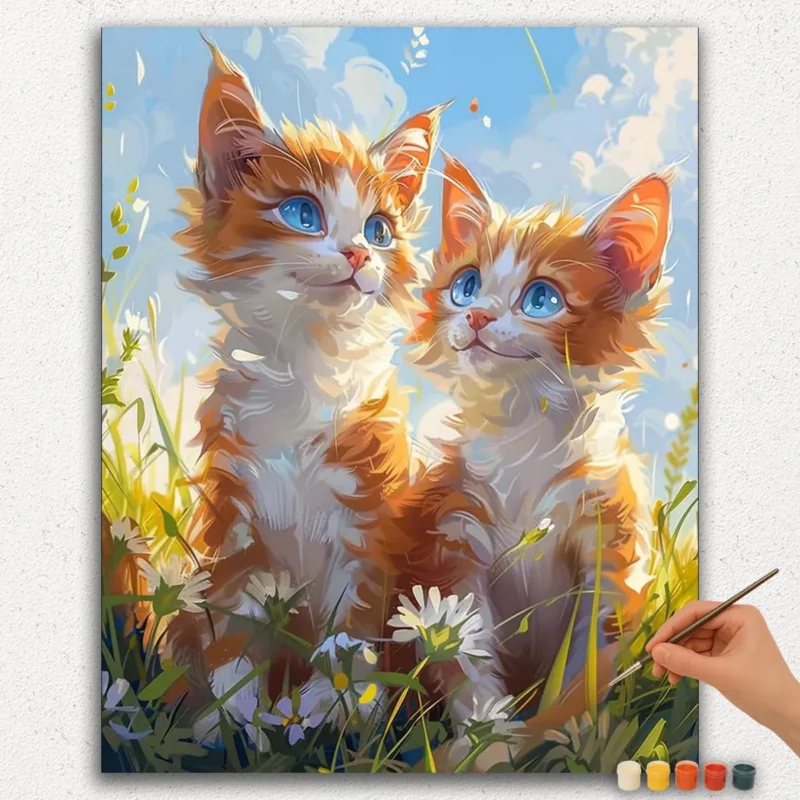Paint By Numbers - DIamond Painting Ver PNV (220) Two Cat - Paint by Numbers