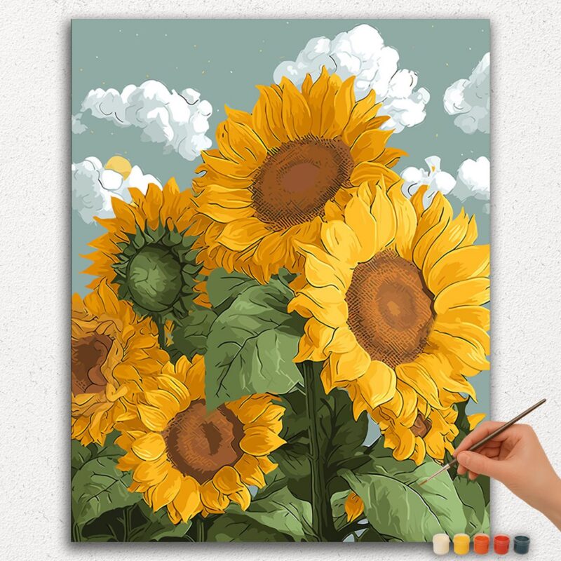 Paint By Numbers - DIamond Painting Ver PNV (33) Four Sunflowers