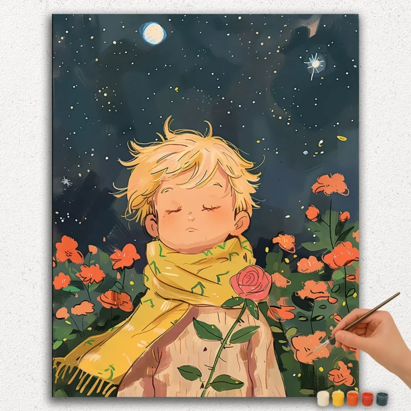 Paint By Numbers - DIamond Painting Ver PNV (481) A Boy and Flowers