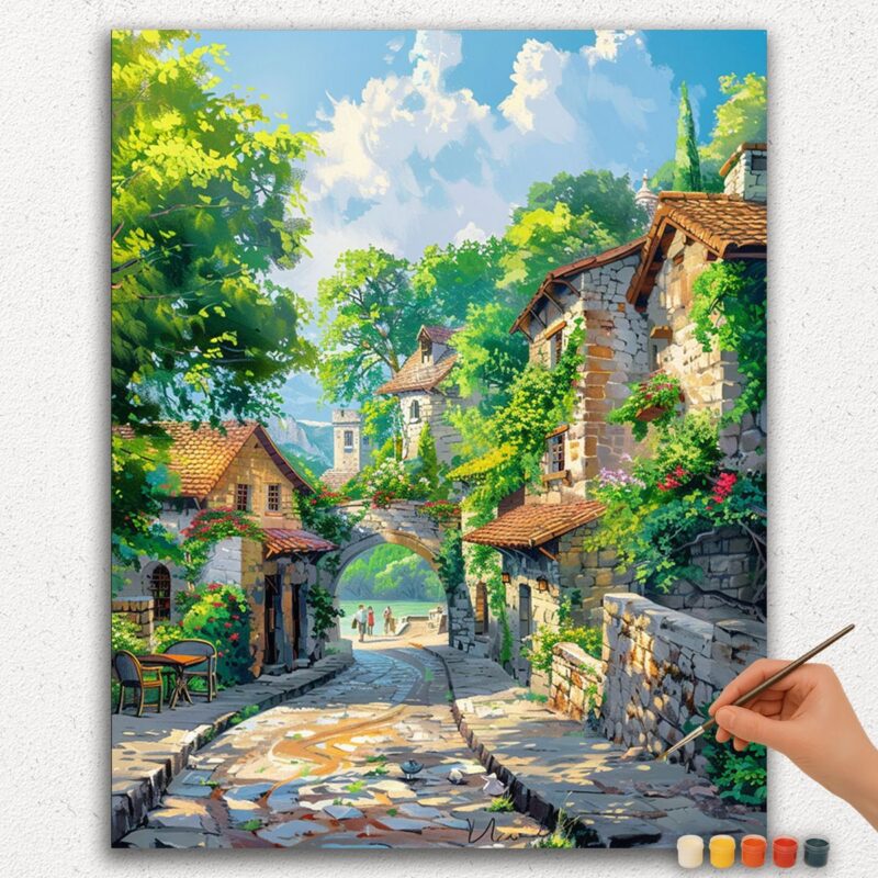Paint By Numbers - DIamond Painting Ver PNV (66) Houses and Beautiful Road