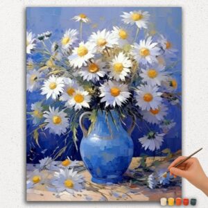 Blue Vase and White Flowers