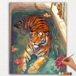 Paint By Numbers - DIamond Painting Ver jpgg (106) Tiger in Bath Tub