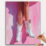 White boots and Pink Background