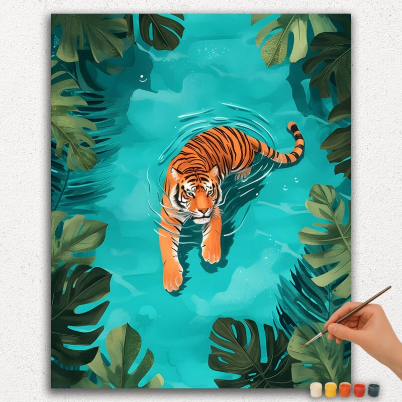 Tiger in Pool Tropical