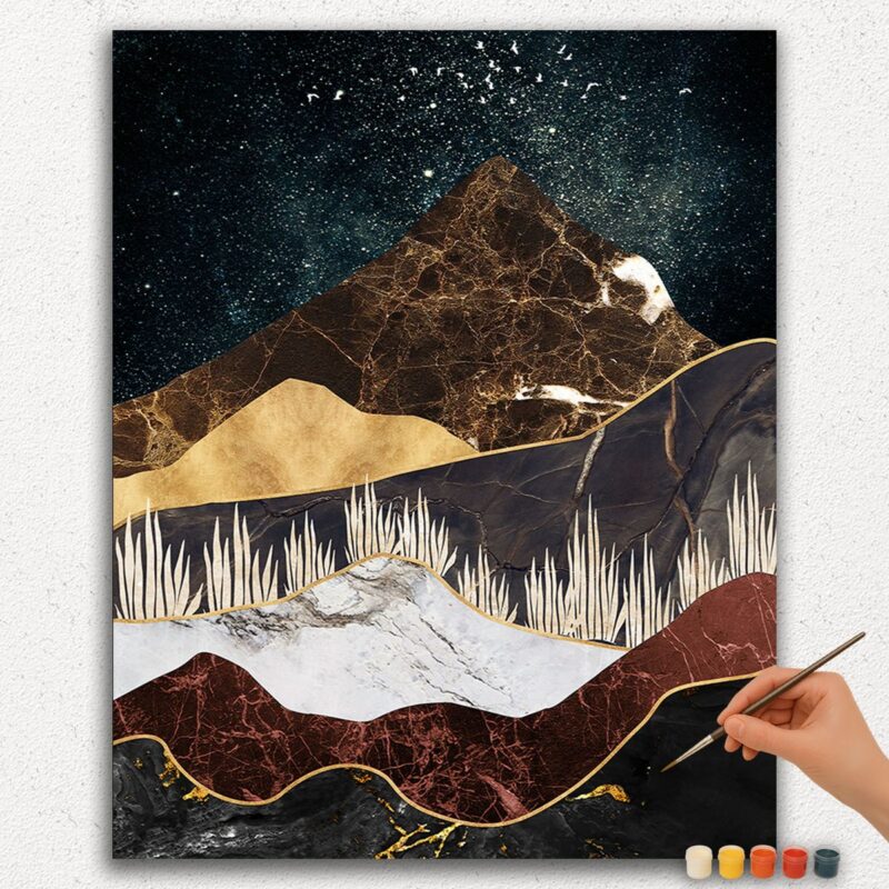 Paint By Numbers - DIamond Painting Ver jpgg (281) White and Golden Mountains