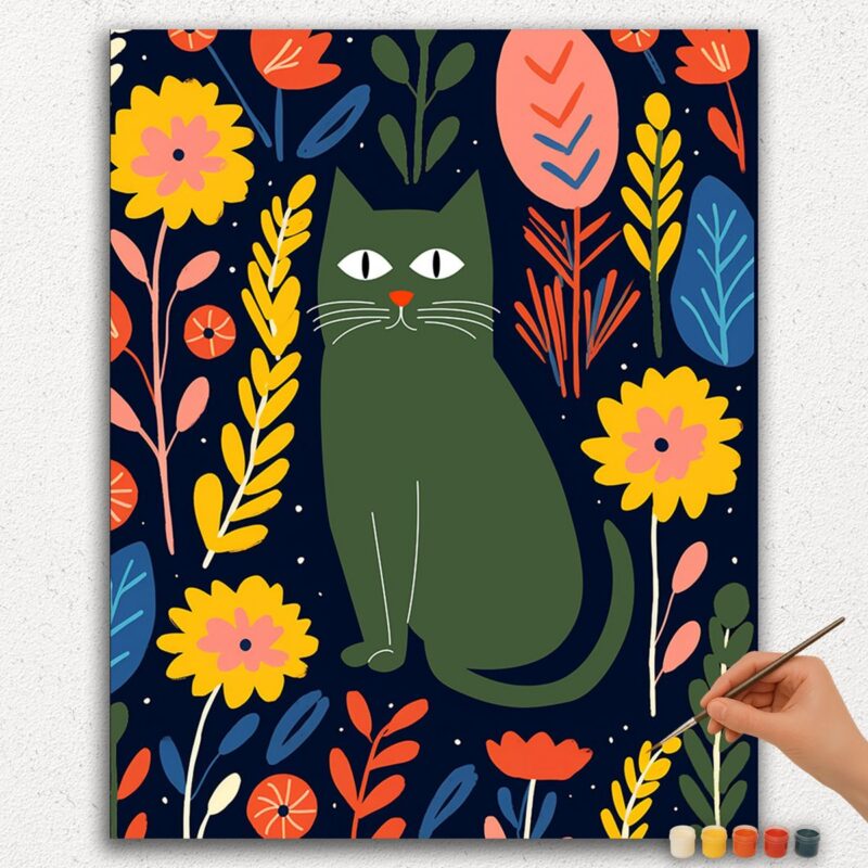 Paint By Numbers - DIamond Painting Ver jpgg (347) Cat and Flowers