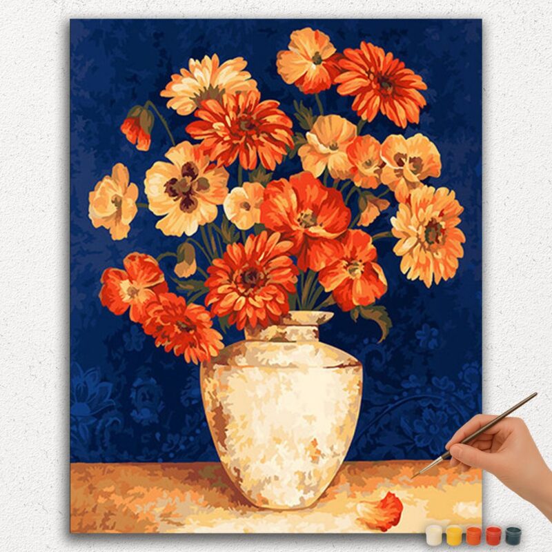 White Vase and Flowers - Paint by Numbers