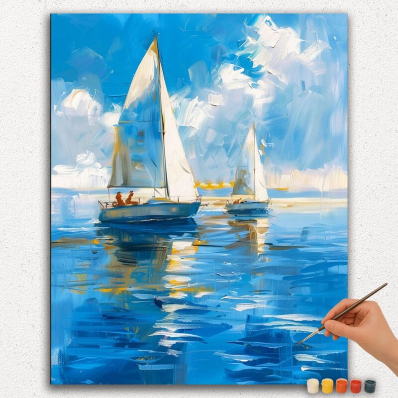 Paint By Numbers - DIamond Painting Ver jpgg (62) Two Boats In Blue Water