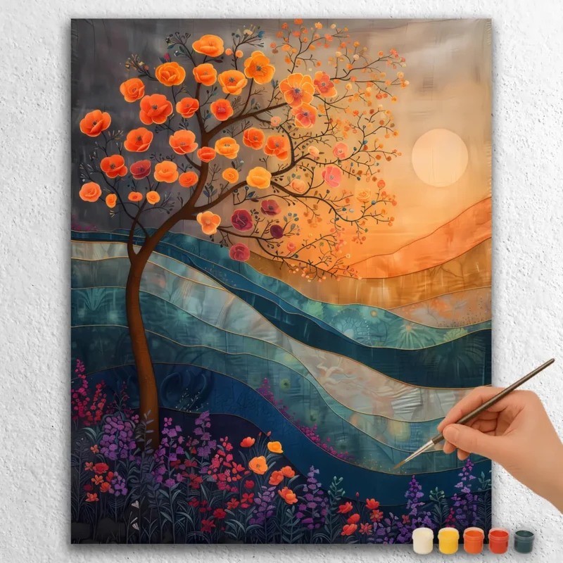 Art Nouveau Easter 72106 Abstract Tree and Sun