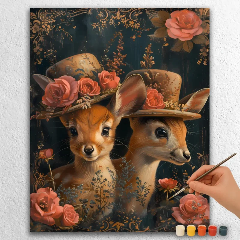 Baby Animals Easter 9250 Two Cute Deer with Cap