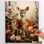 Baby Animals Valentines Day 29334 Two Deer in Flower Garden