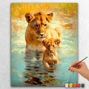 Baby Lion with Lioness