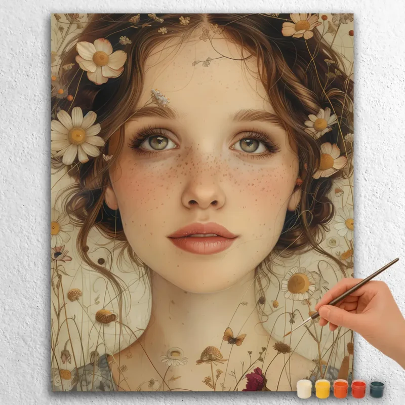 Pretty Girl and Flowers