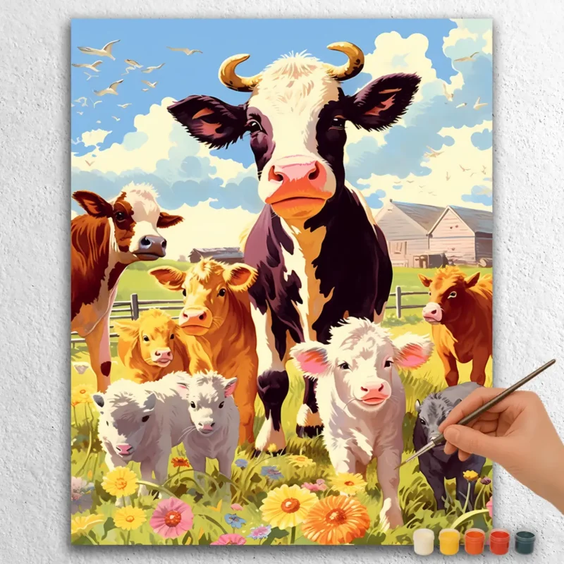 Cartoon-Style Farm 12656 Cows in Farm