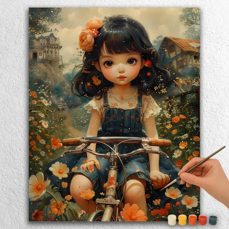 Chibi Summer 69743 Cute with on Her Bicycle