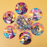 Colorful Animals - Tiger Fox Cat Coasters (4) Colorful Animals - Tiger Fox Cat Coasters DIY Paint By Numbers