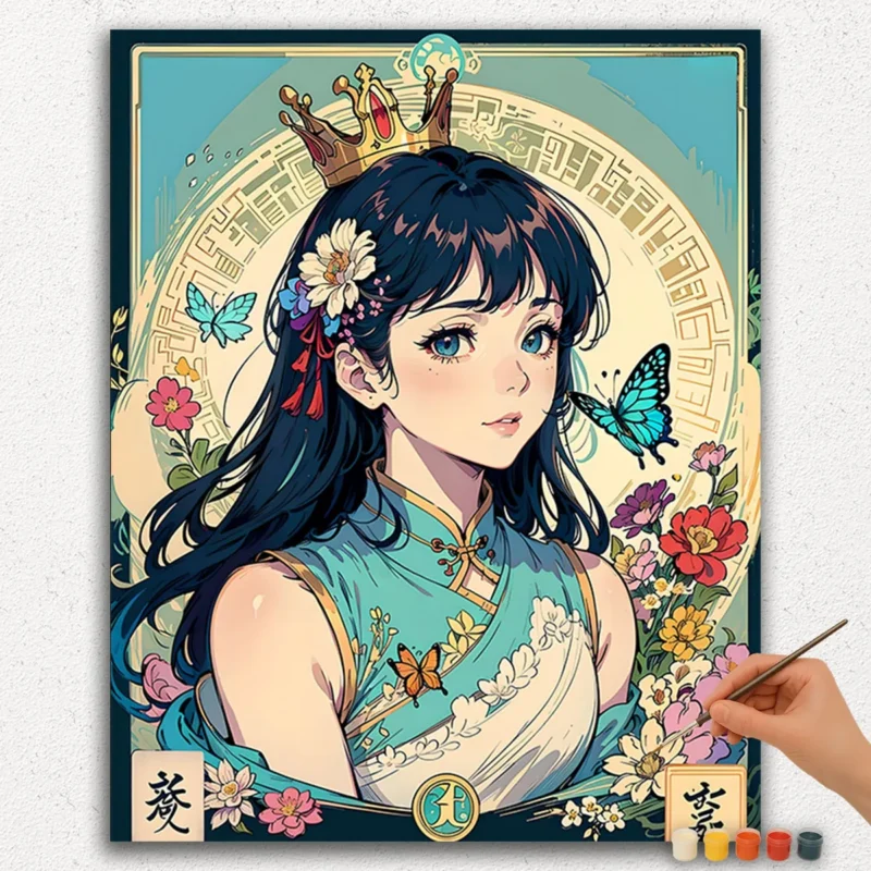 Paint By Numbers - DIamond Painting Ver jpgg (10) Anime Girl and Flowers