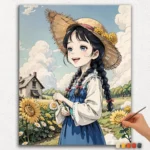 Paint By Numbers - DIamond Painting Ver jpgg (56) Happy Girl and Sunflowers Anime