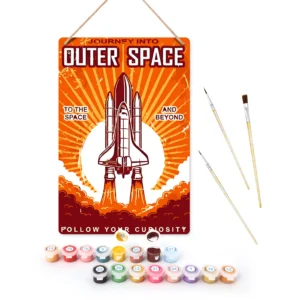 Outer Space Rocket DIY Metal Poster