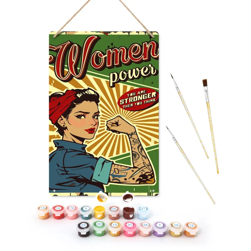 Frauenpower DIY Metallposter 1 - Paint by Numbers Woman Power DIY Metal Poster