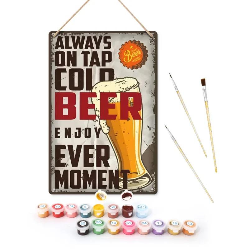 DIY Metallposter „Beer Every Moment“ 1 - Paint by Numbers Beer Every Moment DIY Metal Poster
