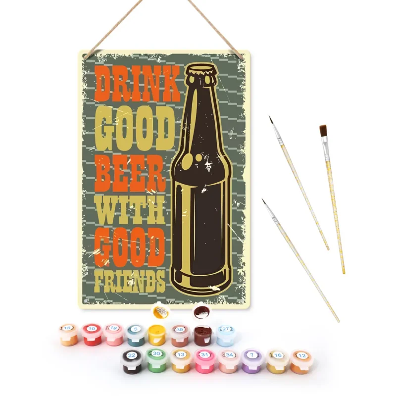 Drink Good Beer DIY Metallposter 1 - Paint by Numbers Drink Good Beer DIY Metal Poster