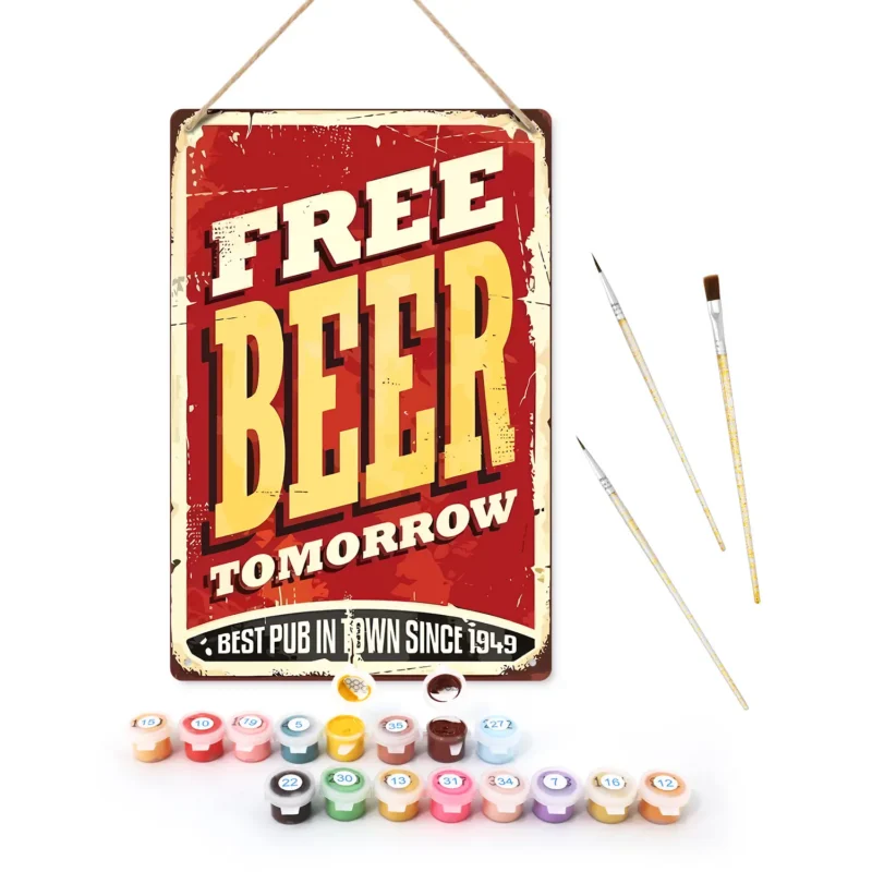 Free Beer Tomorrow - DIY Metal Bar Poster