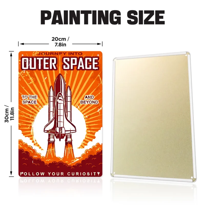 Outer Space Rocket DIY Metal Poster