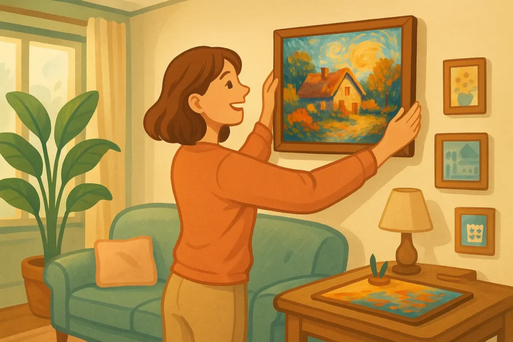 Benefits of Paint by Numbers for Mental Wellness 10 - Paint by Numbers Hang your painting on the wall.