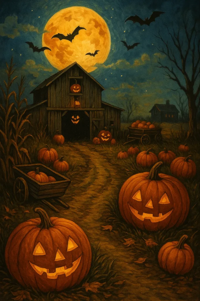 Pumpkin Fields & Haunted Barns: Capturing the Heart of Halloween 🎃 2 - Paint by Numbers Pumpkin Fields & Haunted Barns: Capturing the Heart of Halloween 🎃