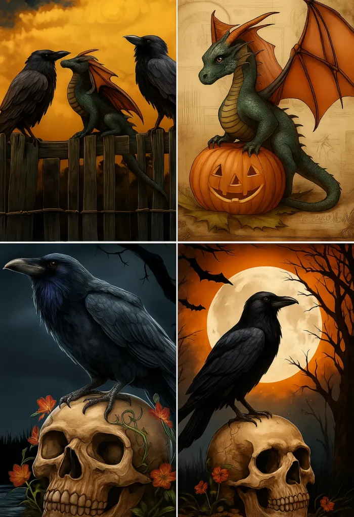 The Soul of Spooky Season: Bats, Crows & Full Moons Paintings